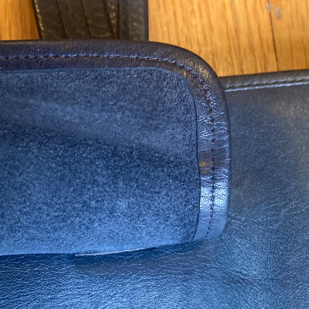 Vintage Navy Handmade Leather Large Tote Bag Handles & Shoulder Strap - Picture 7 of 15